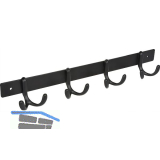 Garderobenleiste Aisa mit 4 Haken, Breite 345 mm, Stahl schwarz matt