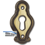 Schl�sselschild Mondial Breite 26 mm, H�he 46 mm, Messing patiniert
