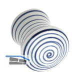 Knopf Paris � 29 mm, Tiefe 34 mm, Porzellan wei� blau gestreift