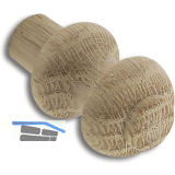 Polsterknopf � 18 mm, Tiefe 25 mm, Zapfen � 10 mm, Zapfenl�nge 9 mm, Eiche roh