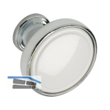 Knopf Anaheim 2 � 23 mm, Tiefe 24 mm, ZN/Kunststoff verchromt poliert/wei�