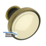 Knopf Anaheim 2 � 23 mm,Tiefe 24 mm, ZN/Kunststoff altmessing br�niert/beige