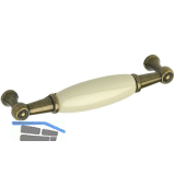 Griff Oxnard LA 96 mm, Porzellan/ZN hellbeige/altmessing br�niert