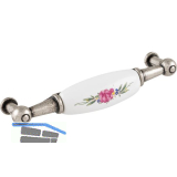 Griff Talos Breite 107 mm, Keramik/ZN wei� bemalt Rose/verzinnt