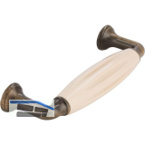Griff Tajet LA 96,Breite 114 mm, Keramik beige/Zinkdruckguss altmessing