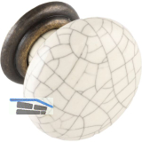 Knopf Tenem � 34 mm, Keramik beige/Zinkdruckguss messing antik