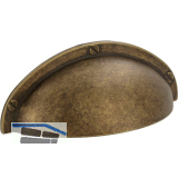 Muschelgriff Junit Breite 85 mm, H�he 31 mm, Zinkdruckguss messing antik