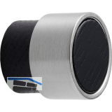 Knopf Radio Mini � 26 mm, Esche schwarz gebeizt/Zinkdruckguss Edelstahl Effekt