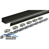 HETTICH TopLine XL Lauf- und F�hrungsschienenset 4000 mm,Aluminium schwarz elox.