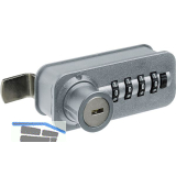 HETTICH Zahlenschloss mit Riegel - Fixcode, links, Stahl/KS verchromt matt