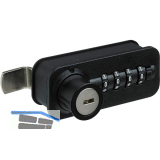 HETTICH Zahlenschloss mit Riegel - Fixcode, rechts, Stahl/KS schwarz