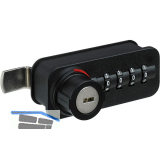 HETTICH Zahlenschloss mit Riegel -Freecode, links, Stahl/KS schwarz