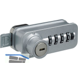 HETTICH Zahlenschloss mit Schubriegel - Fixcode, links, Stahl/KS verchromt matt