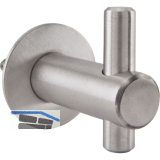 Mantelhaken Inti mit Platte � 30 mm, Tiefe 42 mm, Edelstahl geb�rstet