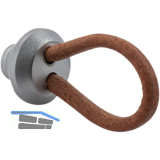 Knopf Valverde Breite 24 mm,Tiefe 52 mm,Leder hellbraun/Messing verchromt matt