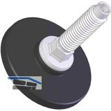 H�henverstellschraube Stahl verzinkt mit Kunststoffteller schwarz, M10, � 56 mm,