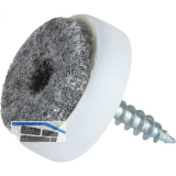 Schraubgleiter mit Filz und Holzschraube rund, �24, wei�