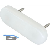 Nagelgleiter mit 2 Einschlagstiften, oval, 44x16, Kunststoff weiss