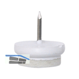 Nagelgleiter mit Filzauflage und Einschlagstift, rund, �20, KS wei�