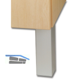 Dekorfu� Square 45x45 mm, L�nge 150 mm, Kunststoff silberfarbig