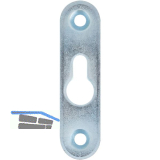 Linsen-Bettbeschlagplatte, 70 x 18 x 3 mm, 1 Schl�sselloch, Stahl verzinkt