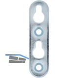 Linsen-Bettbeschlagplatte, 70 x 18 x 3 mm, 2 Schl�ssell�cher, Stahl verzinkt