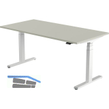 B�rotisch Evo, elektrisch verstellbar, alufarbig, Platte 1800x800 hellgrau