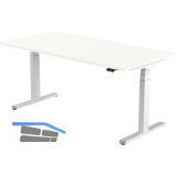 B�rotisch Evo, elektrisch verstellbar, alufarbig, Platte 1600x800 Topwei�