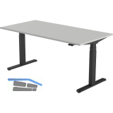 B�rotisch Amica, elektrisch verstellbar, schwarz, Platte 1400x800 hellgrau