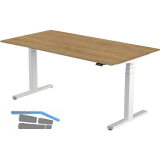 B�rotisch Amica, elektrisch verstellbar, alufarbig, Platte 1400x800 Eiche Natur