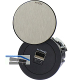 EVOline One 2fach USB Charger A+C mit Drehdeckel schwarz/Edelstahl