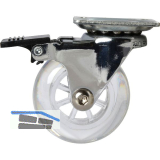 Lenkrolle Gummi transparent Feststeller 50 mm 30 kg