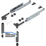 BLUM Sockelbeschlag SPACE STEP Set, NL 410 mm, Kunststoff/Stahl oriongrau matt