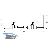 CINETTO PS48 Doppellaufschiene auf Ma�, Aluminium natur eloxiert
