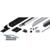 HAWA Folding Concepta III Schienen-Set 3-trg. links, Alu schwarz eloxiert