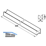 Standard Griffleiste, Breite 538 mm, H�he 20 mm, Euro Eiche roh
