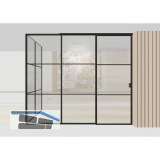 ARLU DIVINA� Eckaufstellung mit Schiebet�r rechts 2600 x 3000/2000 mm, schwarz