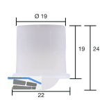 Kugelrolle 0 soft � 19 mm,Tiefe 19 mm, Kunststoff wei�