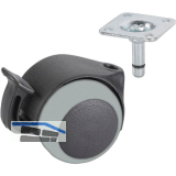 D�RNER + HELMER Doppel-Lenkrolle Two 50 mm 40 kg Platte Feststeller