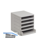 Ablagebox Ninka Ordner, Breite 275 mm, H�he 320 mm, Kunststoff wei�grau