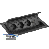 EVOline Flip Top Push DATA M 3xSchuko + 2x USB-Charger + schwarz