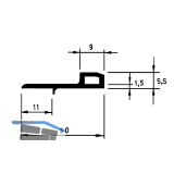 Schlagleiste mit Nase, L 2500 mm, Kunststoff schwarz