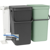 BRABANTIA Einbau-Abfallsammler Sort & Go 2 x 16 Liter Kunststoff Gr�n/Grau