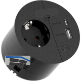 BACHMANN LOOP IN CHARGE Steckdose mit USB-A/C-Charger, schwarz