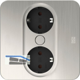 BACHMANN Einbausteckdose TWIST 2 eckig, 2 x Schuko, Edelstahl Effekt