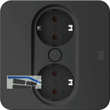 BACHMANN Einbausteckdose TWIST 2 eckig, 2 x Schuko, schwarz matt