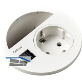 EVOline Circle80 Steckdose mit Kabeldurchgang und USB-A+C-Doppelcharger, wei�