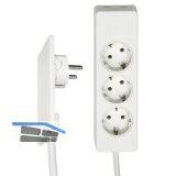 EVOline Plug-Verl�ngerungsleitung 1,5 m mit 3-fach Verteiler, Kunststoff wei�