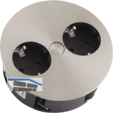 BACHMANN Einbausteckdose TWIST 2S, 2 Stk. Schukosteckdosen, Edelstahl Effekt