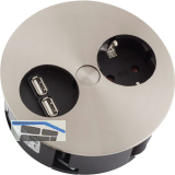 BACHMANN Einbausteckdose TWIS , 1 Stk. Schukosteckdose, + USB-Charger, Edelstahl